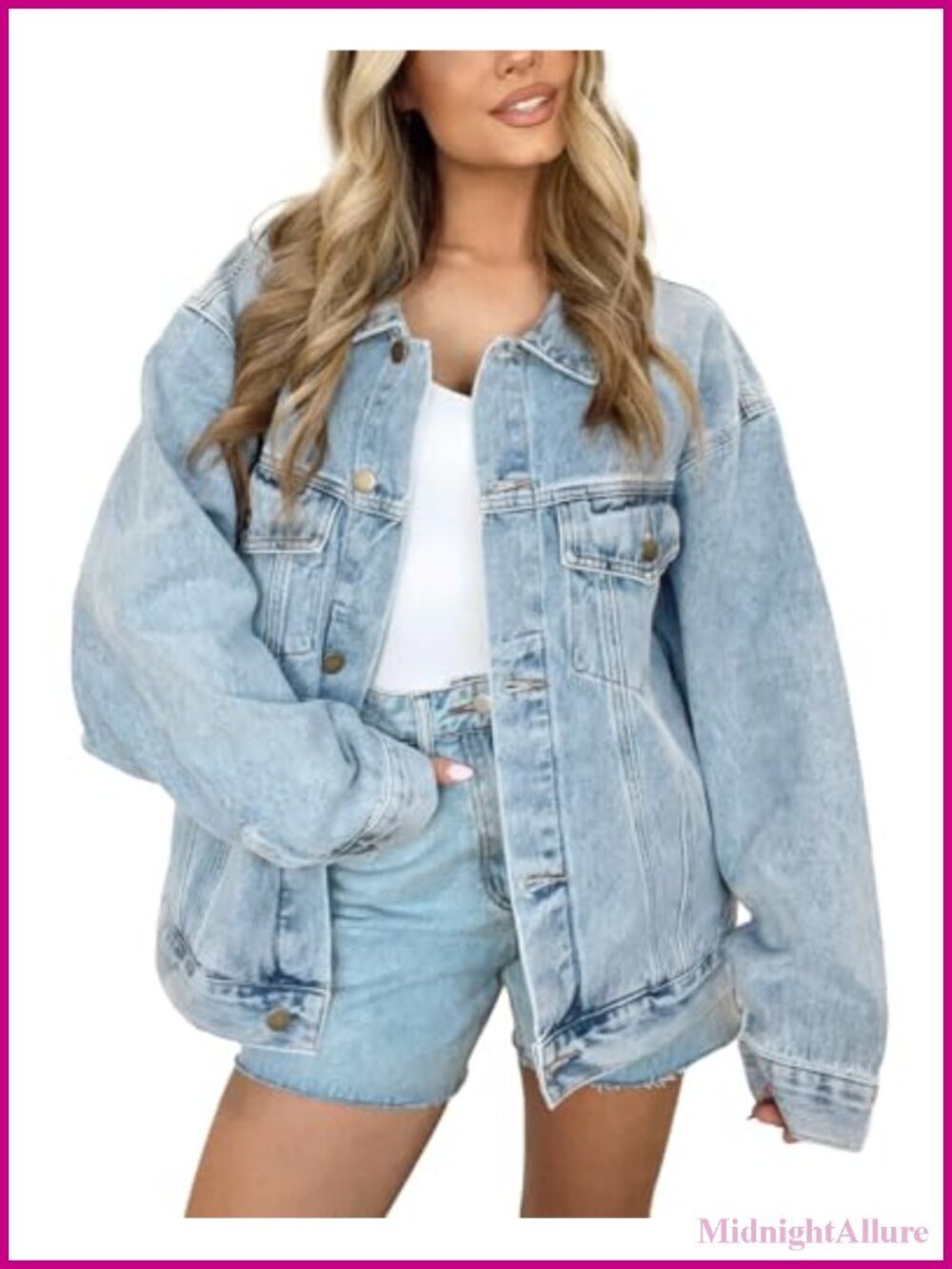 Oversized Long Denim Jacket Trucker Shacket Women's Button Down Casual Fall Coat